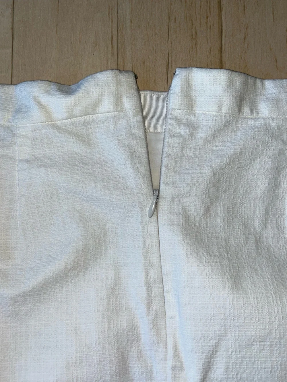 J. Crew Lace Insert Lace Hem Textured Cotton Pencil Skirt Ivory Size 2